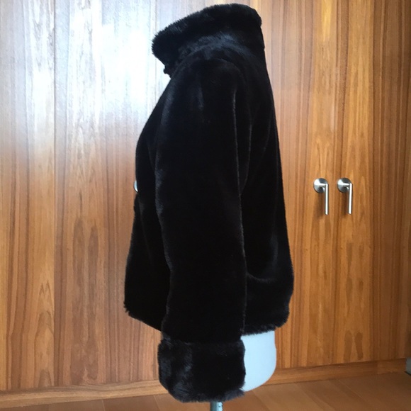 Gap Faux Black Fur Coat - Picture 2 of 6